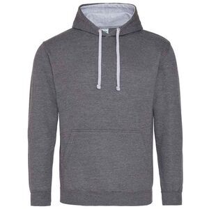 Awdis Womens/Ladies Varsity Hoodie / Charcoal/Heather Grey